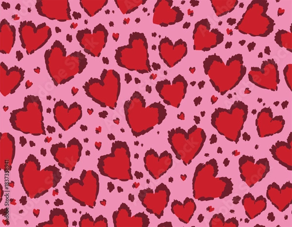 Obraz Seamless pattern Valentine Love Theme  Trendy Romantic  Sweet background with Hand Brushed drawn  Style Design for fashion ,