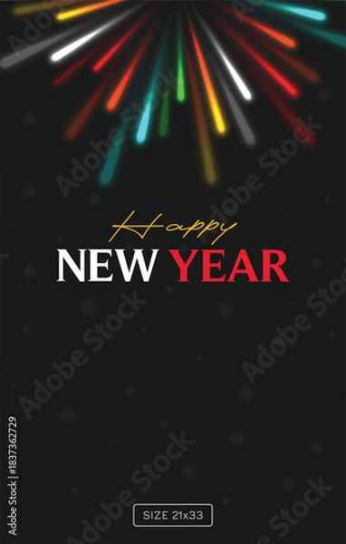 Obraz abstract fireworks illustration on black background