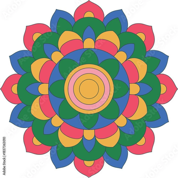 Fototapeta Vibrant traditional floral mandala art vector pattern element