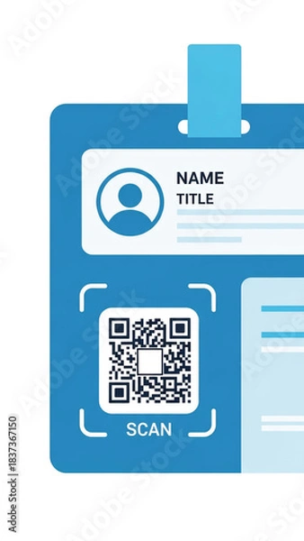 Obraz Contemporary Digital Identity Card Concept with QR Code, Facilitating Secure and Contactless Verification for Access Control and Personal Identification Systems