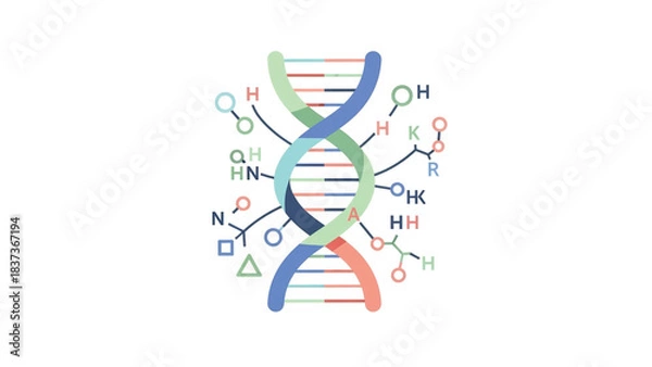 Obraz Stylized visual representation of the fundamental DNA double helix, symbolizing genetic information, biological science, and the intricate molecular blueprint of life