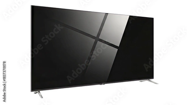 Obraz Modern TV Displaying Reflections on White Background