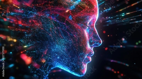 Obraz Holographic AI Mind Forming Cognitive Intelligence.