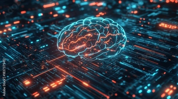 Obraz Machine Learning AI Brain Forming Complex Intelligence