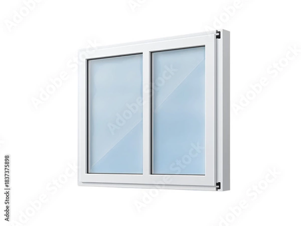 Fototapeta Open window with a white background showing a clean frame and bright interior view