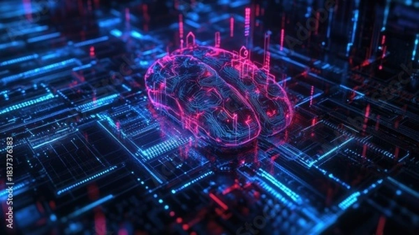 Obraz Cybernetic Neural Network Forming AI-Powered Intelligence.