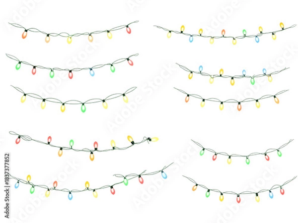 Fototapeta Colorful festive abstract ribbon background with confetti and bunting