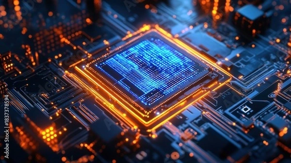 Obraz AI-powered Quantum Chip with Holographic Data Projection