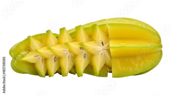 Obraz Fresh Carambola Slices with Glossy Yellow Skin