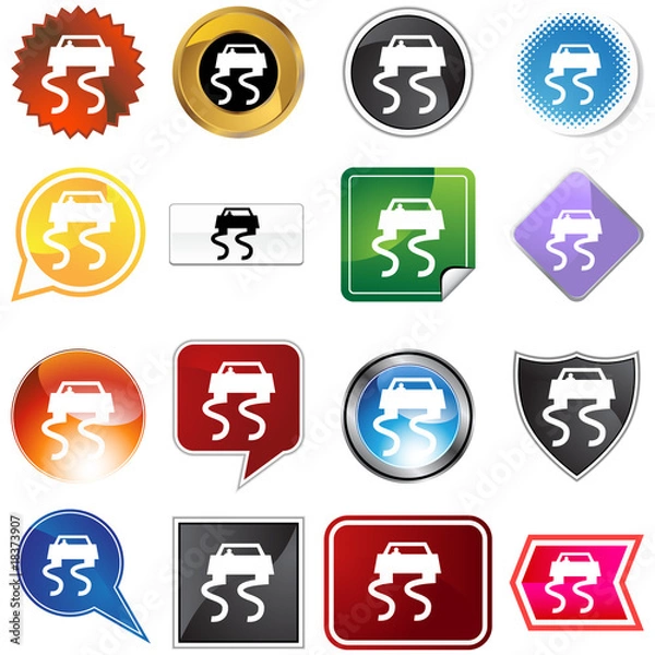Obraz Slippery Road Icon Set