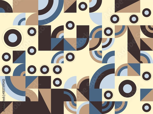 Fototapeta Colorful abstract retro seamless vector pattern illustration with circles and a swirl curve decoration backdrop