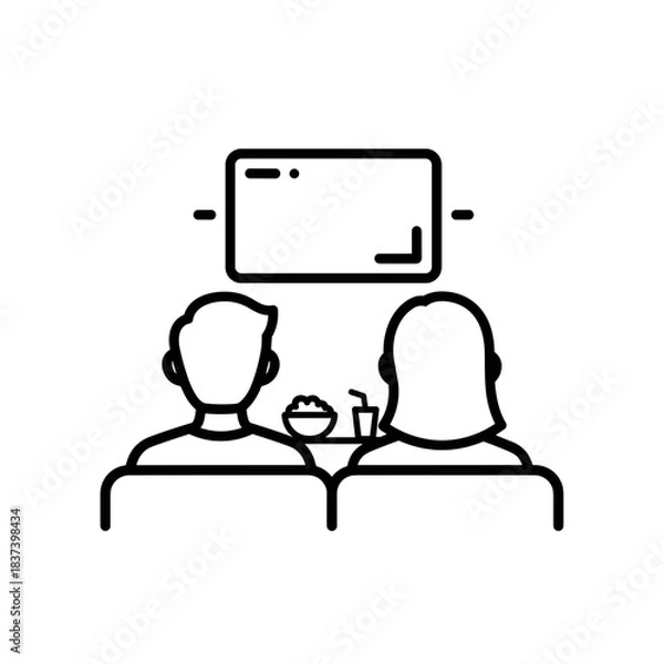 Fototapeta Two people watching television while relaxing on the sofa  