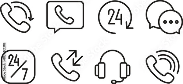 Fototapeta Set of Communication and Support Icons phone call
