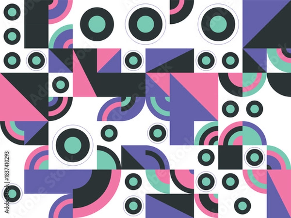 Fototapeta Colorful retro vector seamless pattern illustration with numbers and circles decoration