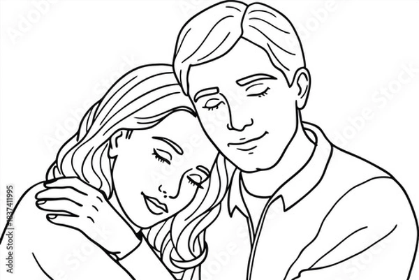 Fototapeta a couple resting in each other s arms minimalist