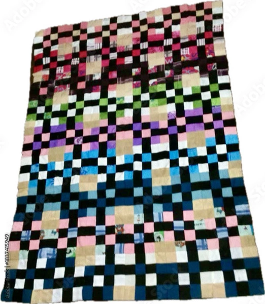 Obraz multicolor block chess board with chess patchwork pattern fabric hand quilt sewing, handmade 