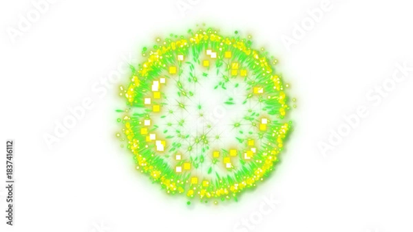 Obraz Green Magic Particle Explosion – Transparent Background