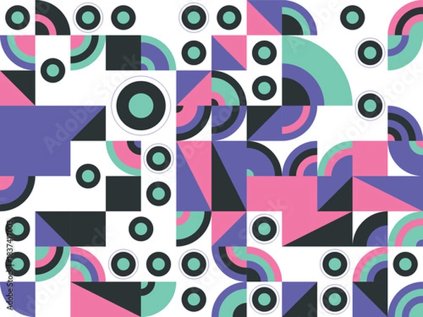 Fototapeta Colorful seamless vector circle pattern illustration with abstract retro style decoration backdrop