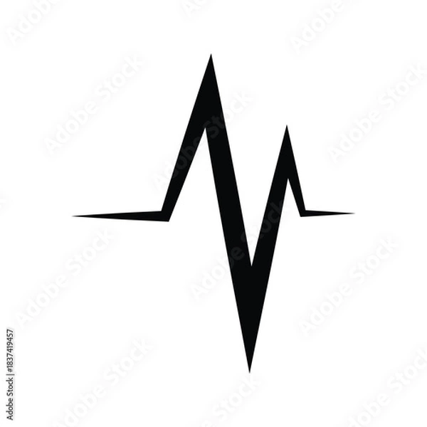 Obraz Minimal black live broadcast pulse icon symbolizing streaming activity indicator with sharp waveform design.