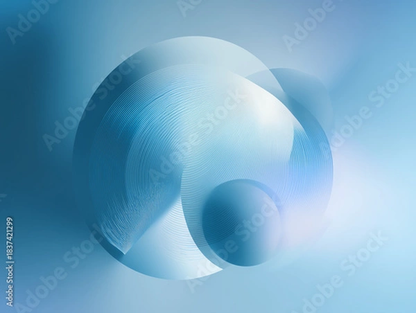 Obraz 블루 톤 곡선 구조가 만들어내는 미니멀 3D 추상 아트