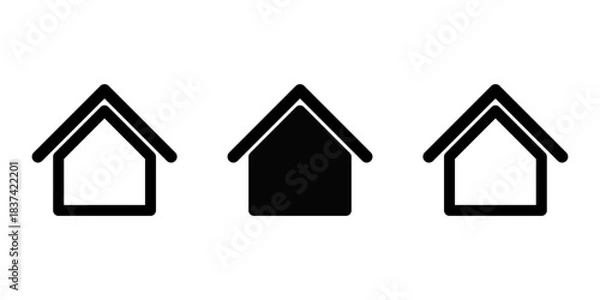 Fototapeta Simple Black and White House Home Residence Mortgage Symbol or Website Homepage Button Badge Sign Icon Set. Vector Image.