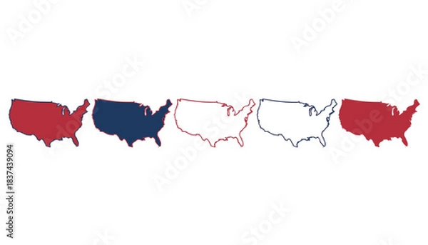 Obraz United States Map Flat Vector Outline