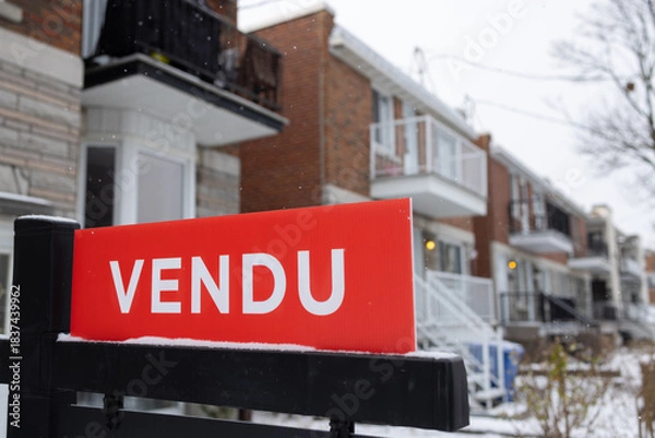 Obraz Panneau vendu avec rangée de duplex,  jour, horizontal