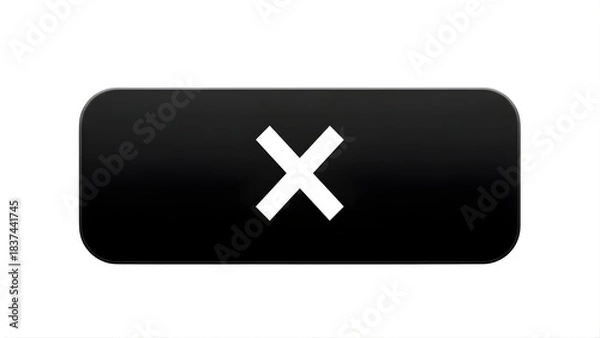 Obraz Black button with white X icon on white background