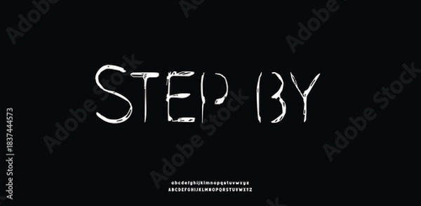 Obraz A handwritten, textured line-art font with a casual sketch-like style that feels organic and creative.