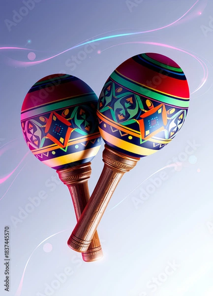 Obraz Vibrant Decorative Maracas on Gradient Background