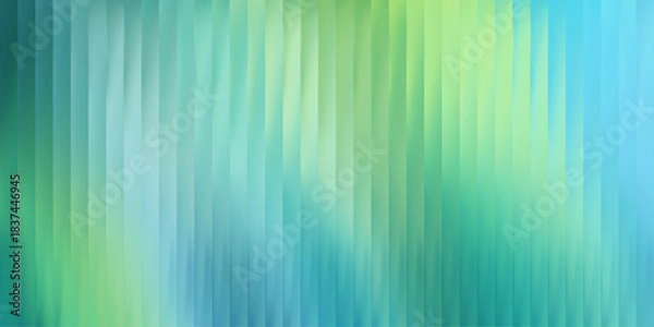 Obraz Vertical reeded glass gradient with soft teal and lime tones. Smooth distortion flow, luminous layered reflection and subtle refracted texture, vector illustration