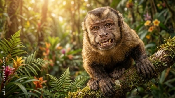 Obraz Cute Monkey Portrait in Jungle	