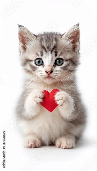 Fototapeta two kittens on white background