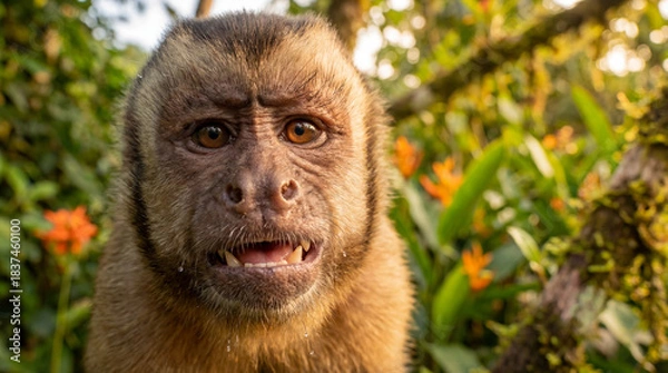 Obraz Cute Monkey Portrait in Jungle	