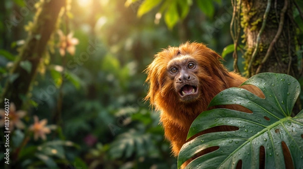 Obraz Cute Monkey Portrait in Jungle	