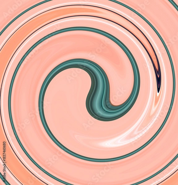 Fototapeta Abstract pastel pink green background spiral liquid swirl. Trend summer color gradient. Fluid textured backdrop. Luxury covering. Light banner. template. Romantic shade. Vortex circle. Pop art.