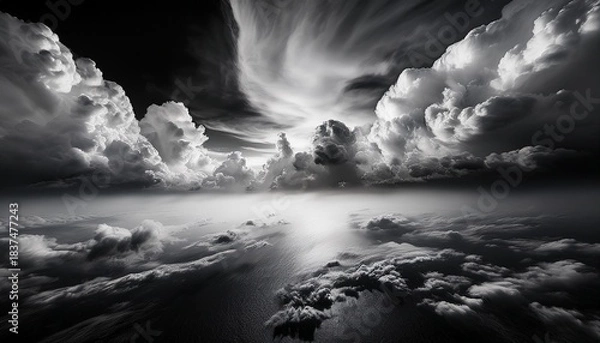 Fototapeta Abstract Black And White Cloudscape Evoking A Sense Of Mystery And Wonder Perfect For A Moody And Atmospheric Design