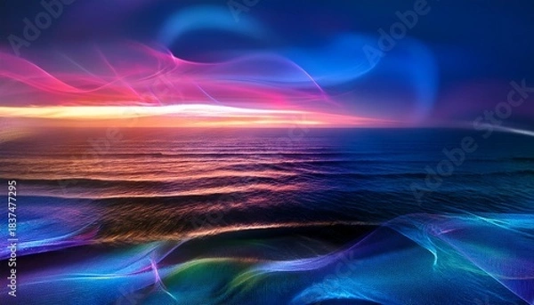 Fototapeta Experience The Mesmerizing Dance Of Vibrant Light Waves Perfect For Modern Backgrounds Creative Projects And Adding A Touch Of Abstract Artistry To Your Designs