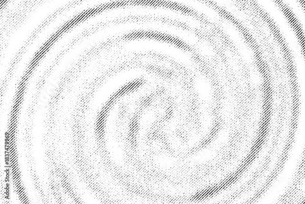 Obraz Macro of faint spiral rings in diagonal halftone, black on transparent PNG, resembling soft water ripples or smoke swirl in monochrome.