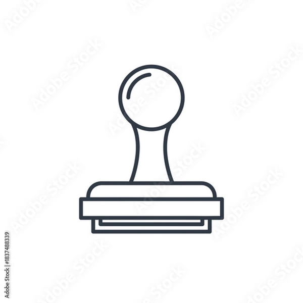 Fototapeta A simple line art illustration of a rubber stamp with a handle and a rectangular base.