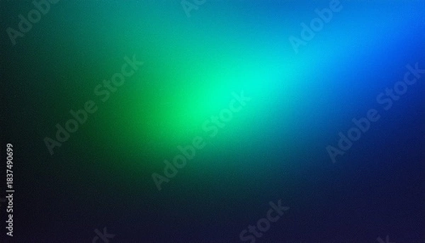 Obraz Grainy Green Blue Gradient Background Glowing Light Noise Texture Effect Header Dark Banner Backdrop Design