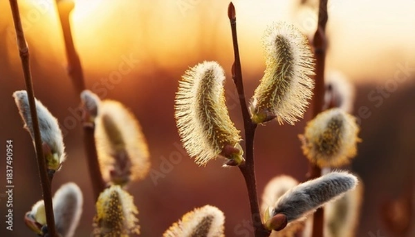 Obraz Closeup Of Willow Catkins In Spring