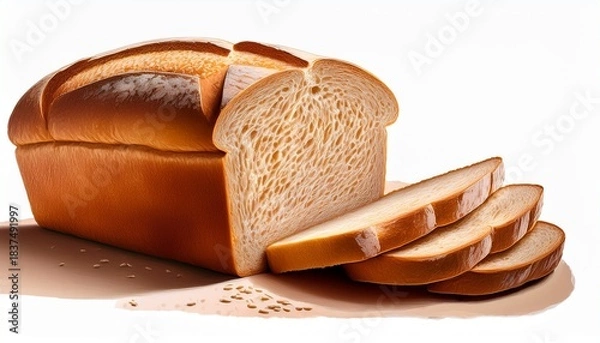 Obraz Vectorstyle Illustration Of Sliced Whole Wheat Bread Loaf