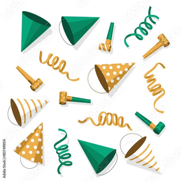 Obraz St Patricks Day party hats and confetti icon for festive Irish celebration design