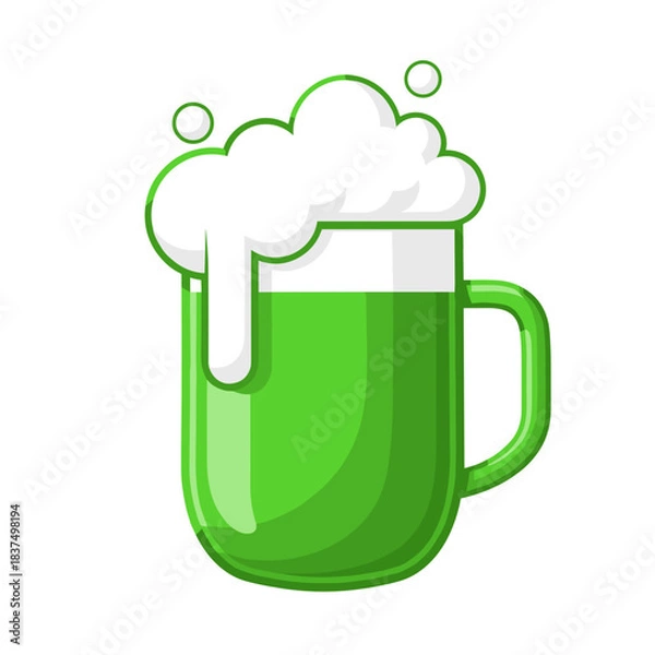 Obraz Green beer mug illustration for St Patrick’s Day pub advertising and festive beverage design