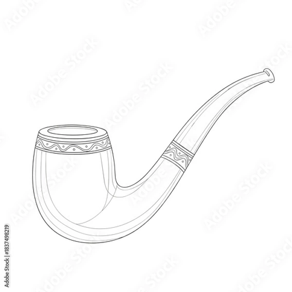 Obraz Irish pipe icon with Celtic ornament outline illustration for Saint Patricks Day designs in minimal monochrome style