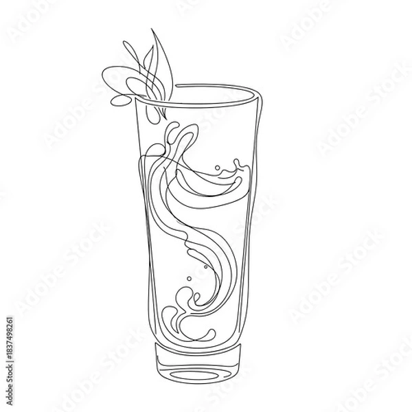 Obraz Elegant decorative drink glass line art for menu design and beverage illustration projects