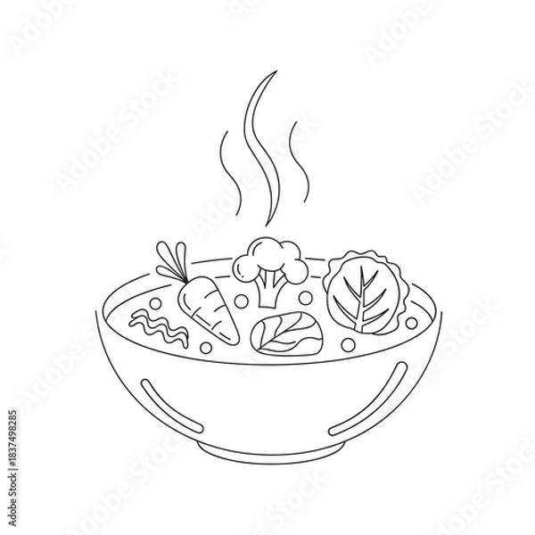 Obraz Irish vegetable stew bowl icon with steaming fresh ingredients for recipe and menu illustrations