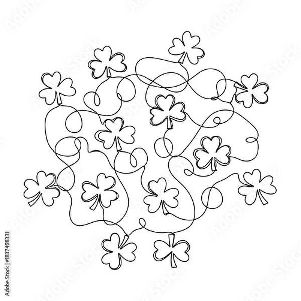 Obraz Hand drawn clover doodle pattern for St Patrick’s Day decorative design