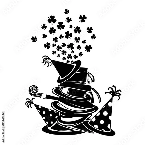 Obraz St Patricks Day party hats and confetti icon for festive Irish celebration design